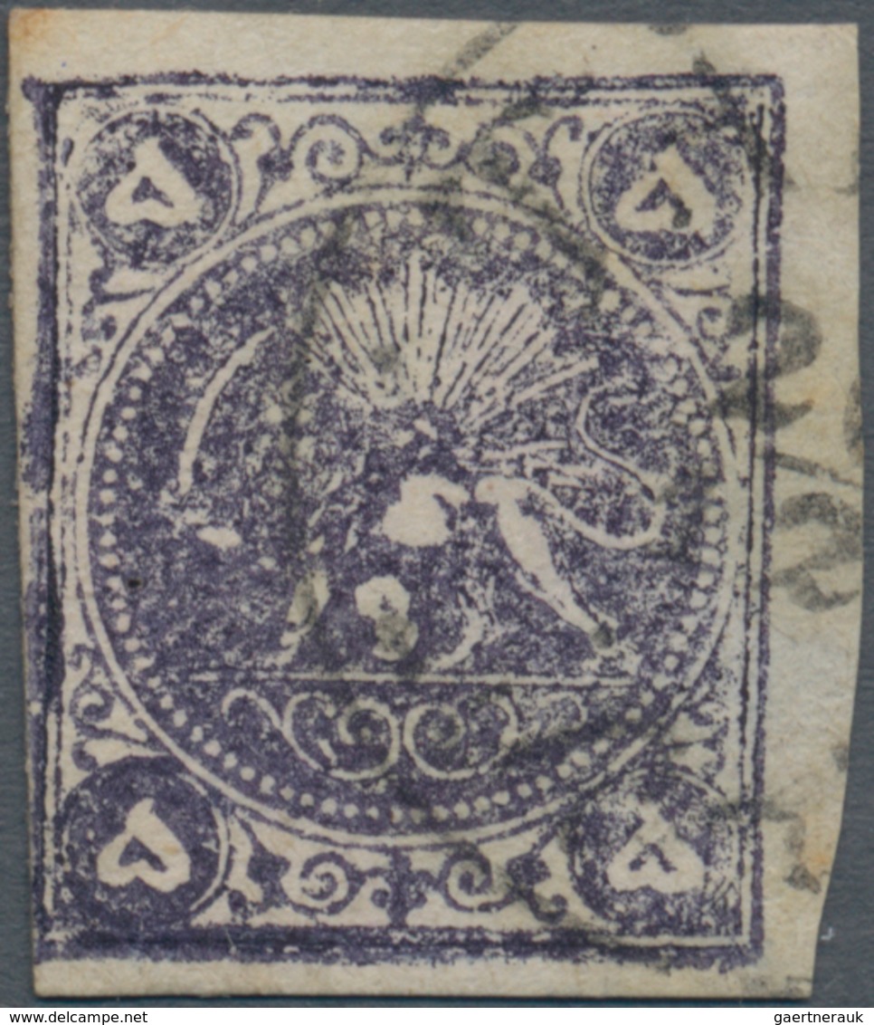 Iran: 1878, Lion Issue, 5kr. Violet, Type C, Some Imperfections, Postally Used "TABRIZ", Signed And - Iran