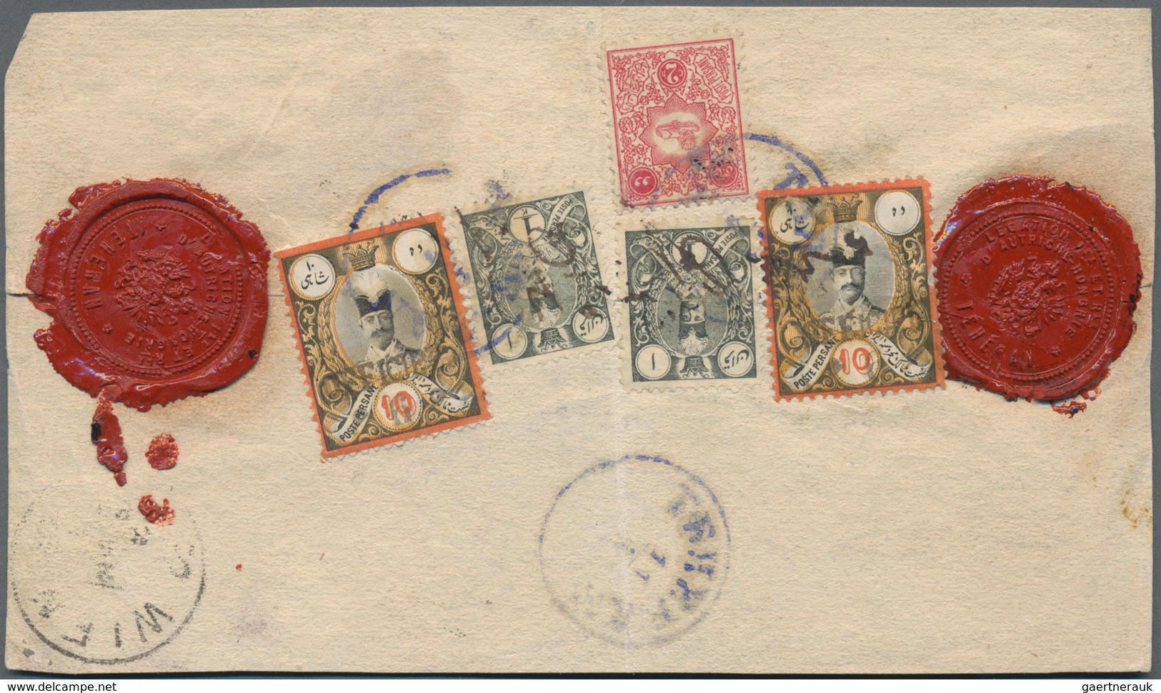 Iran: 1887, Letter Piece With Two Intact Seals Of The K.u.K. Monarchy Tehran (11.4.), Vienna (2.5.). - Iran