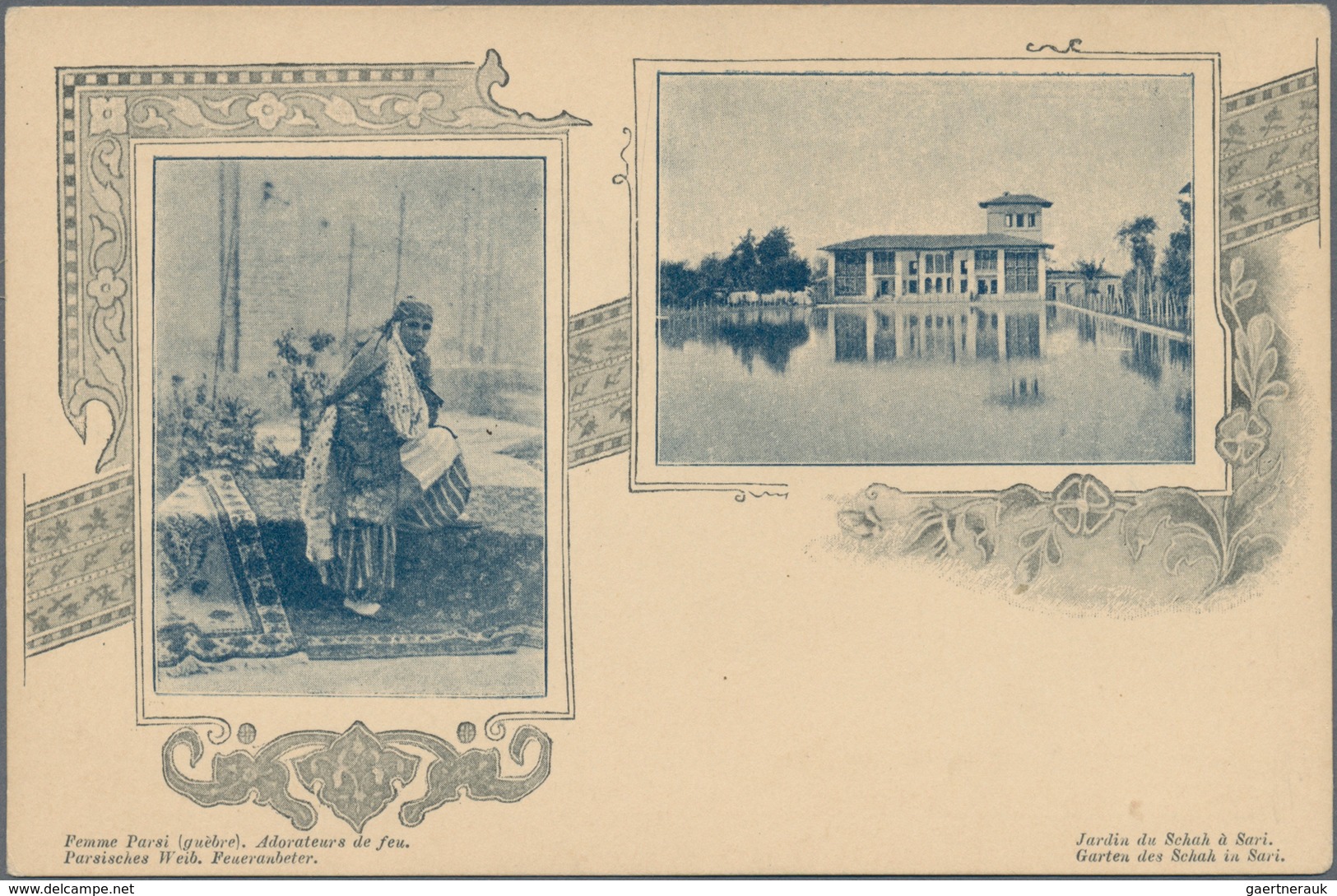 Iran: 1904, Pictorial Stat. Postcard 5ch. 'Shah Muzzafar-ad-Din' With Persian Ptg. Below Stamp Impre - Iran