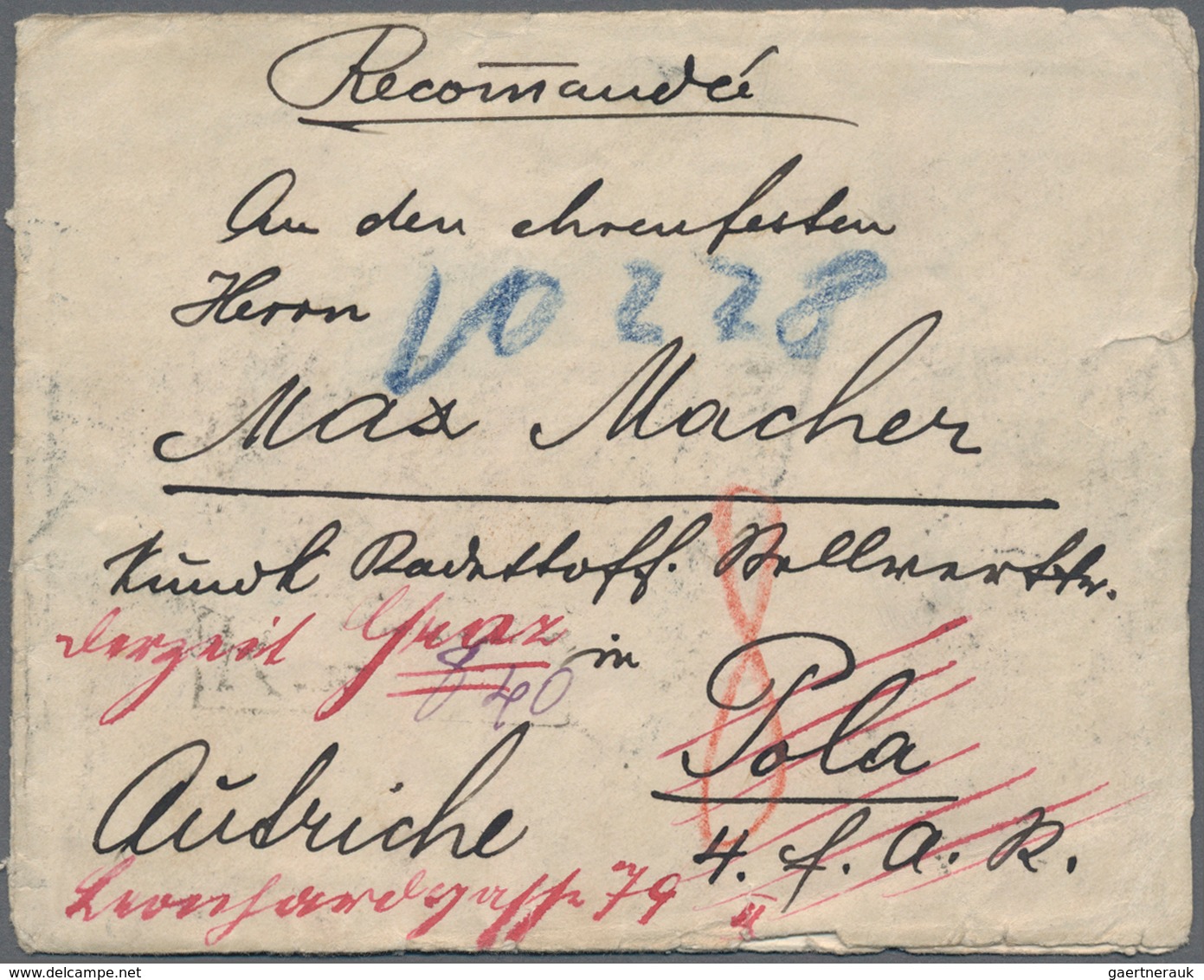 Iran: 1906 (20.9.), Tabriz Provisionals 13ch., 2 X 6ch. And 1ch. Used On Reverse Of Small Registered - Iran