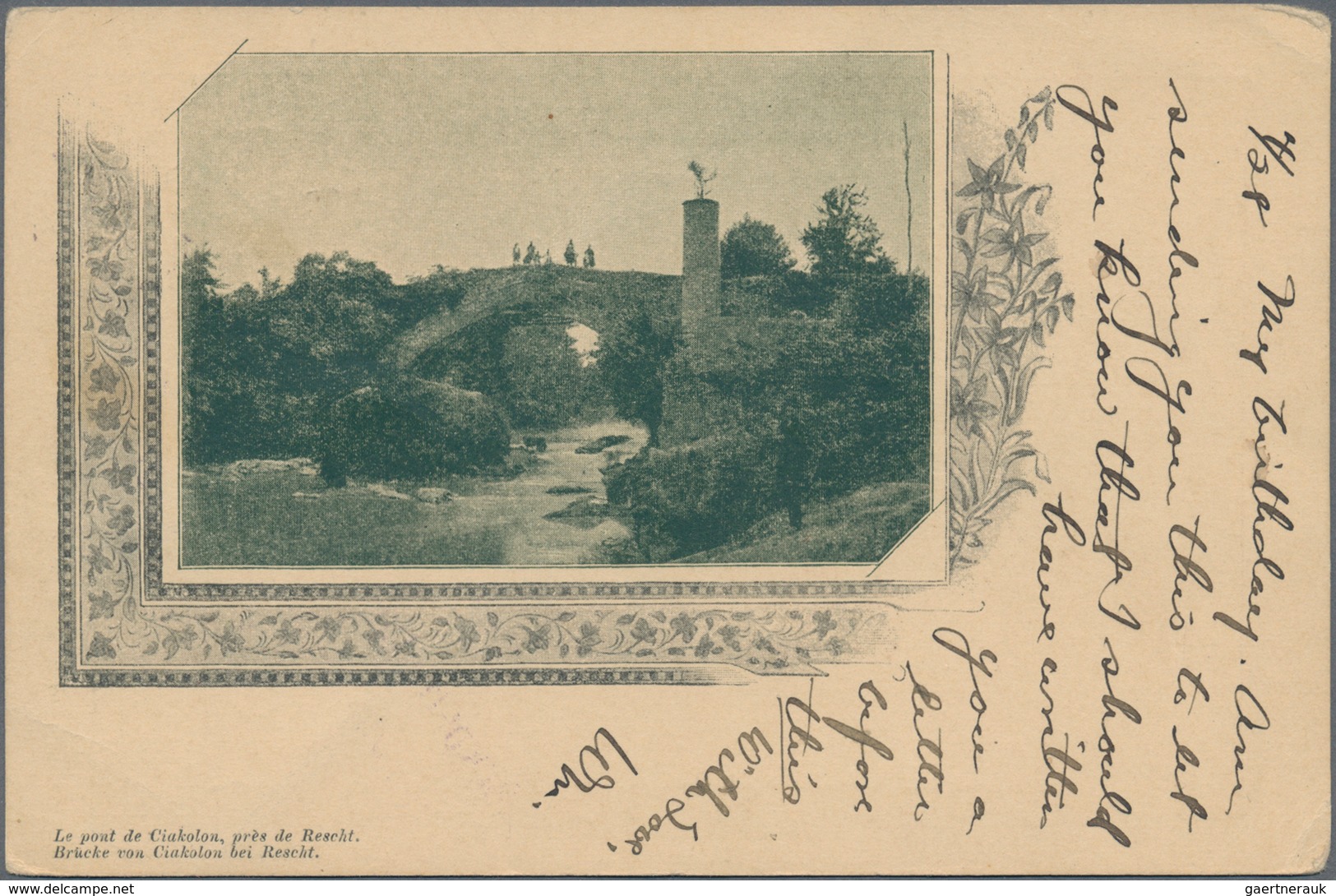 Iran: 1915, Stationery Card 5 Chahis/5 Ch. Carmine Tied "TAURIS 1-V 15" To Ilion/NY, USA, Two-line V - Iran