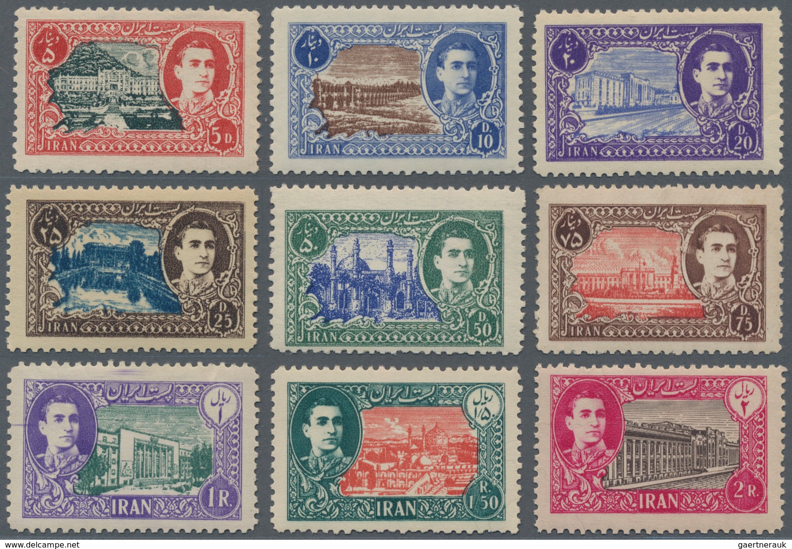 Iran: 1949-50, 1933-34, Shah Mohammed Reza Pahlevi Complete Set Of 16 Values Mint Hinged, Few Stamps - Iran