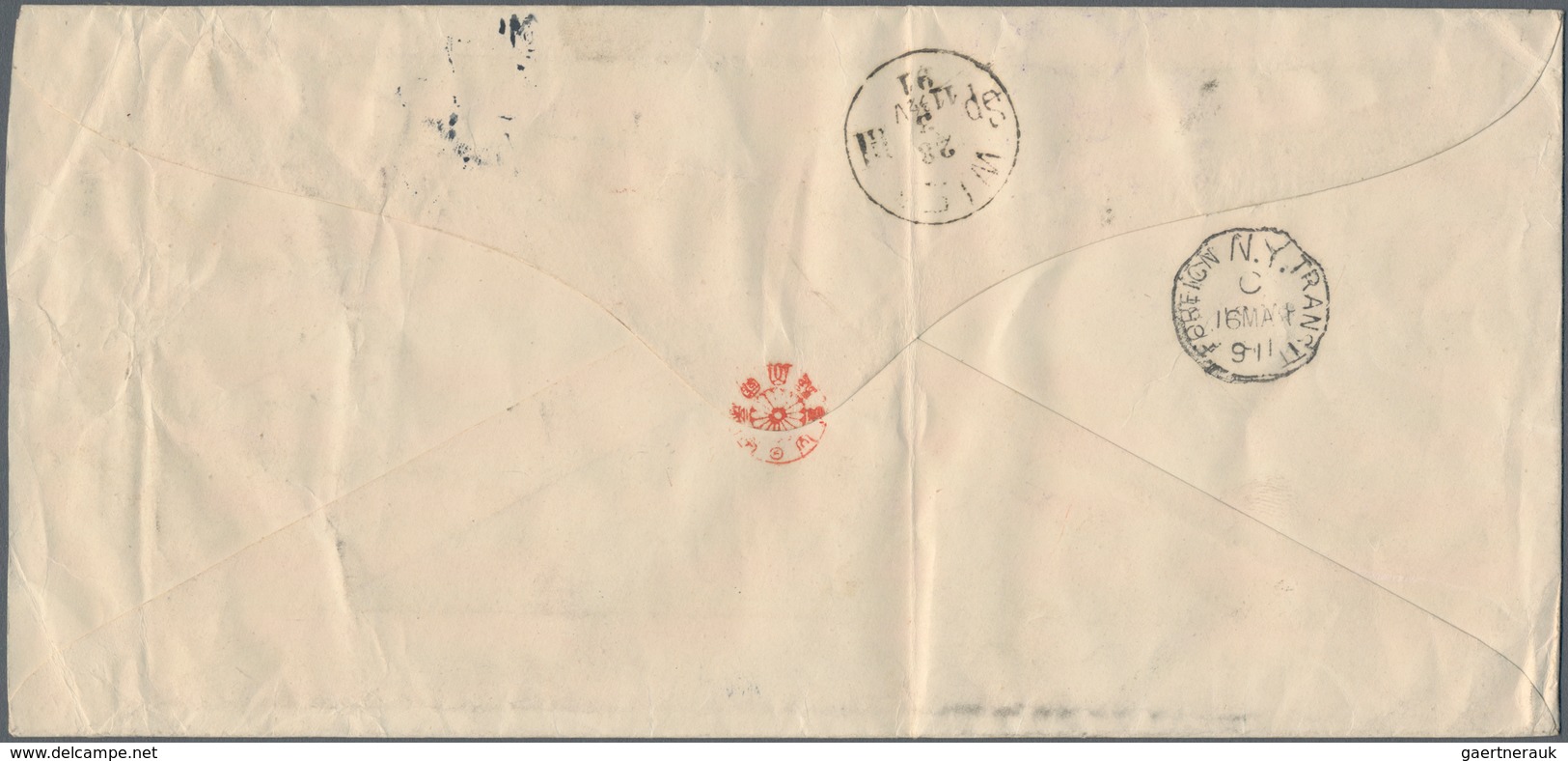 Japan: 1888, New Koban 20 Sen Orange Perf. 14 Tied "TOKIO 17 FEB 1891" To Cover Via New York To Vien - Sonstige & Ohne Zuordnung