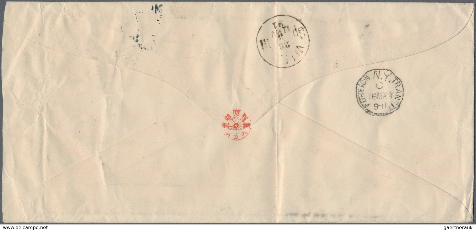 Japan: 1888, New Koban 20 Sen Orange Perf. 14 Tied "TOKIO 17 FEB 1891" To Cover Via New York To Vien - Other & Unclassified