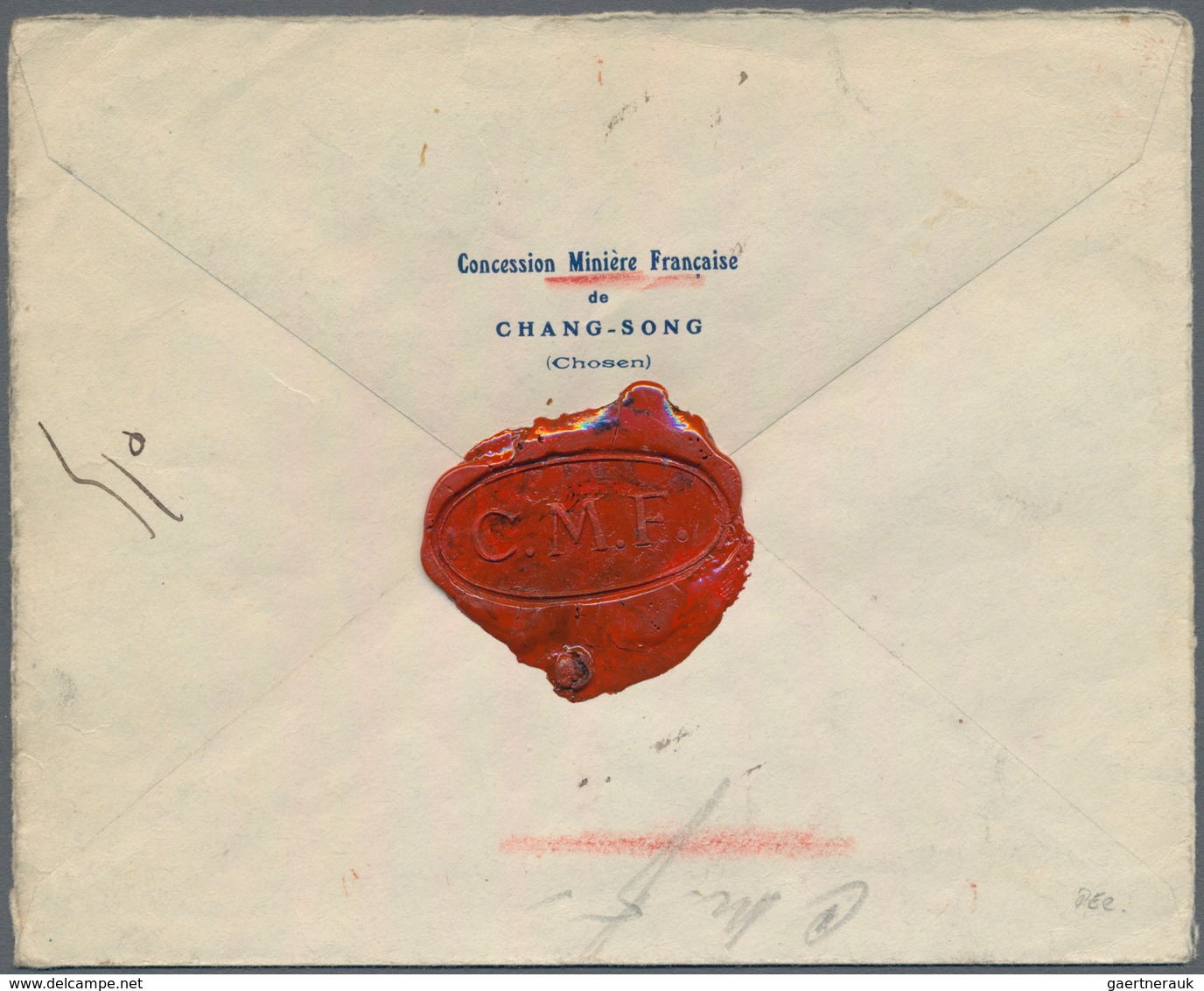 Japanische Post In Korea: 1899, Kiku 20 S. Canc. Korea Type "Daelanok 3.5.2" (May 2, 1914) To Regist - Militaire Vrijstelling Van Portkosten