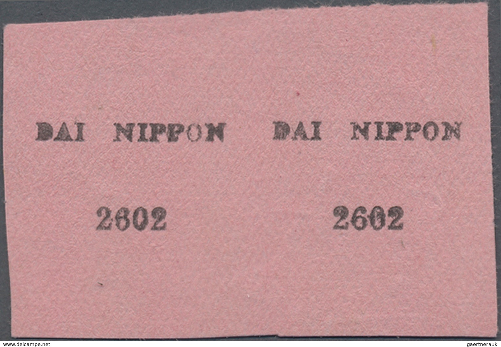 Japanische Besetzung  WK II - Malaya: 1942, "DAI NIPPON / 2602", Two Test Strikes Of Ovpt. Hs. On Pi - Maleisië (1964-...)