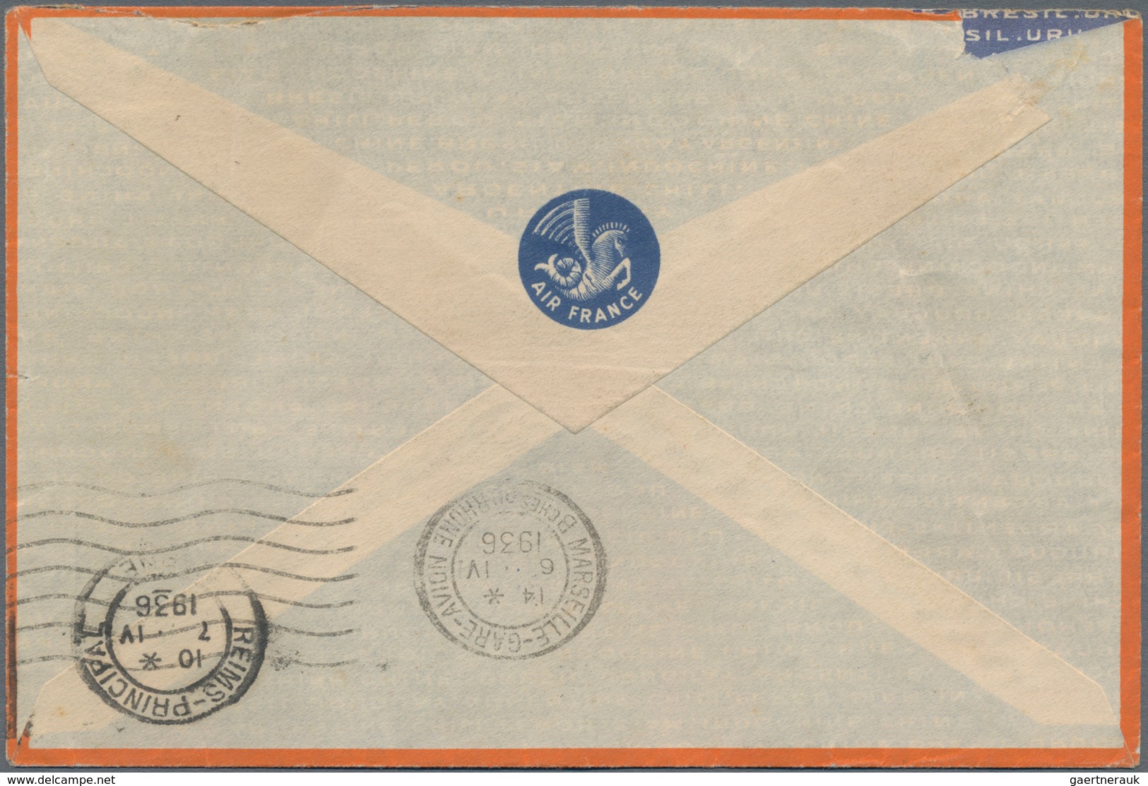 Japan - Besonderheiten: 1936, "KOBE A MARSEILLE 21-3 1936 No. 3", Four Strikes On Air Mail Cover Wit - Sonstige & Ohne Zuordnung