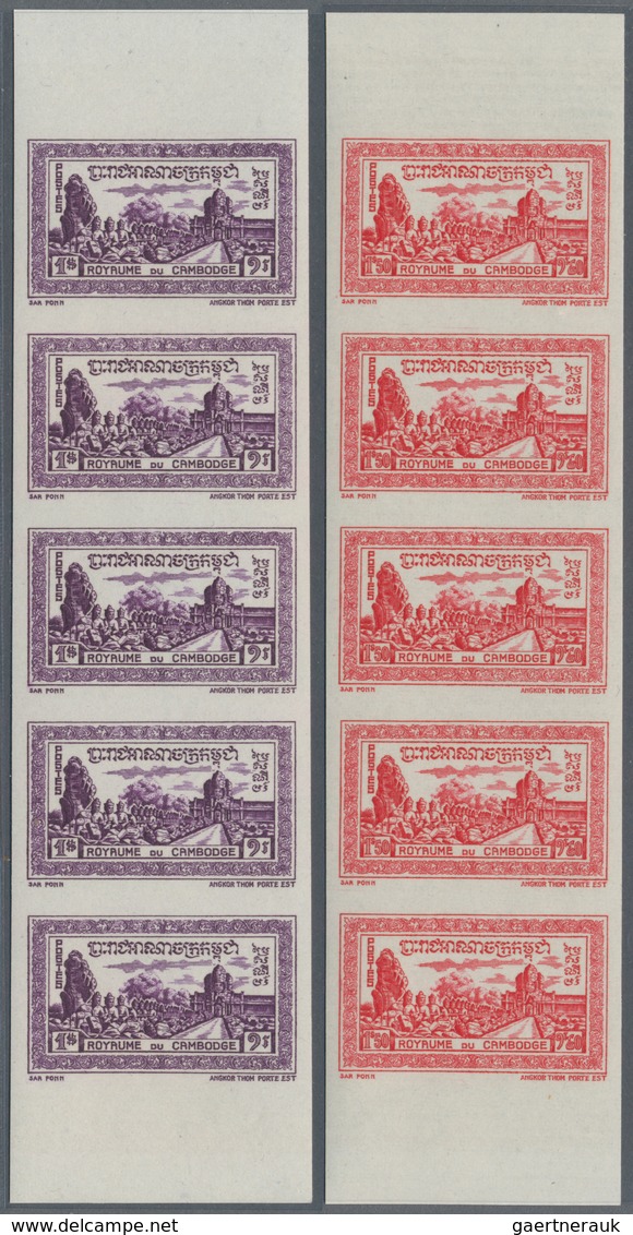 Kambodscha: 1954, Definitive Issue Complete Set Of 20 (Phnom Daun Penh, Angkor Thom, Coat Of Arms An - Kambodscha