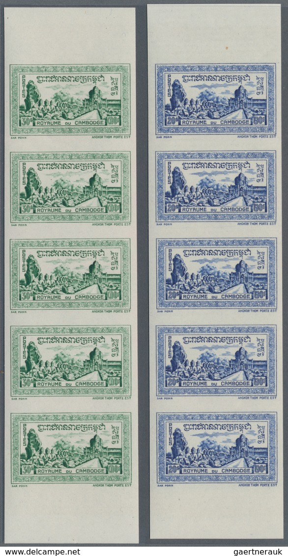 Kambodscha: 1954, definitive issue complete set of 20 (Phnom Daun Penh, Angkor Thom, coat of arms an