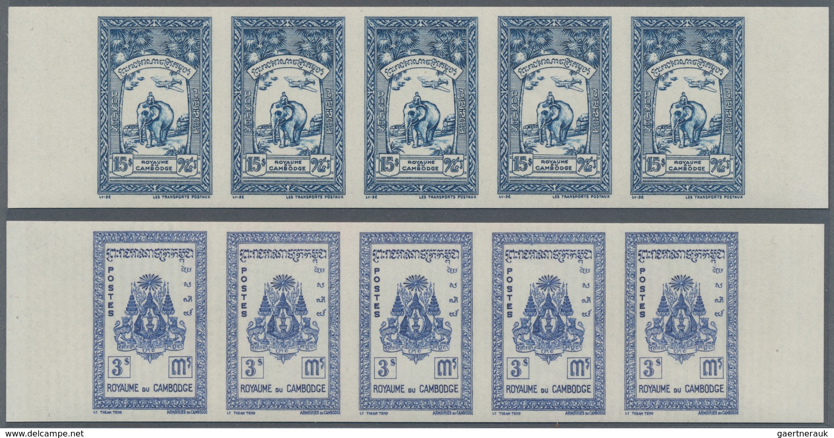 Kambodscha: 1954, definitive issue complete set of 20 (Phnom Daun Penh, Angkor Thom, coat of arms an