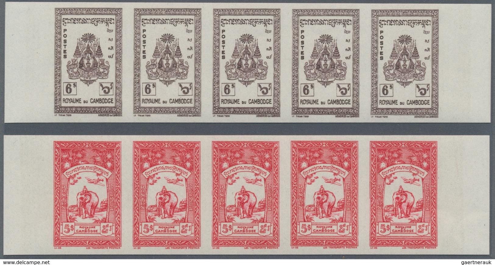 Kambodscha: 1954, definitive issue complete set of 20 (Phnom Daun Penh, Angkor Thom, coat of arms an
