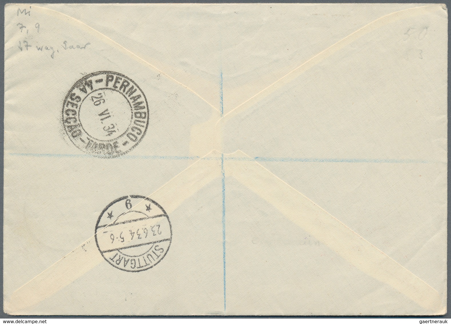 Kuwait: 1934, KUWAIT/ARGENTINIENFAHRT: Beeindruckender Brief Mit Anschlußflug STUTTGART über FHFN, M - Kuwait