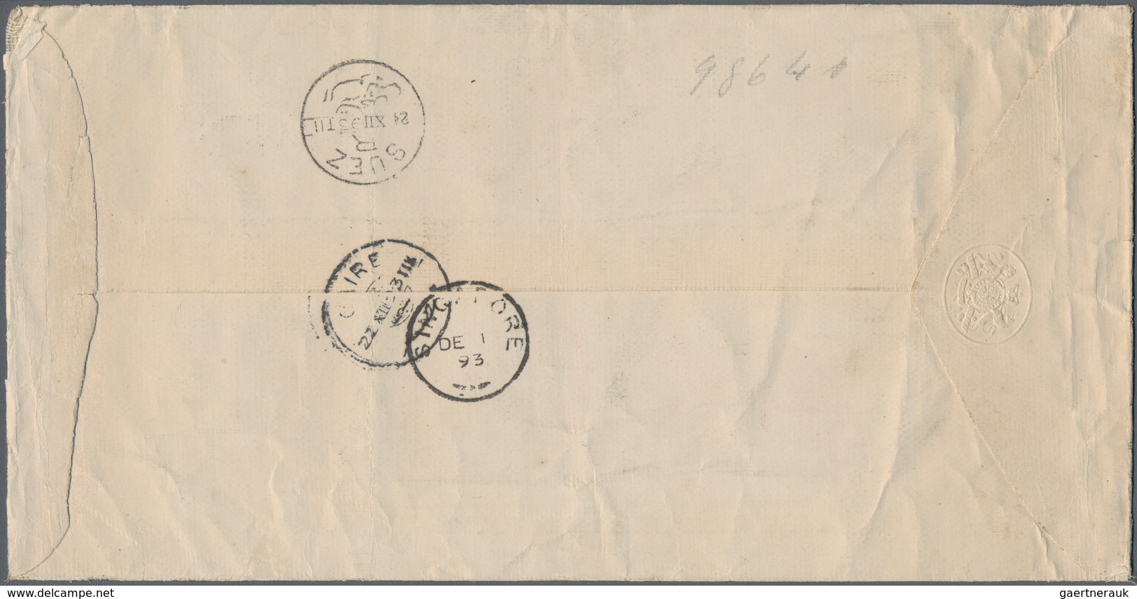 Labuan: 1893 Official 'On H.M.S.' Envelope (254 X 130 Mm) Used Registered From Labuan To EGYPT, Addr - Andere & Zonder Classificatie