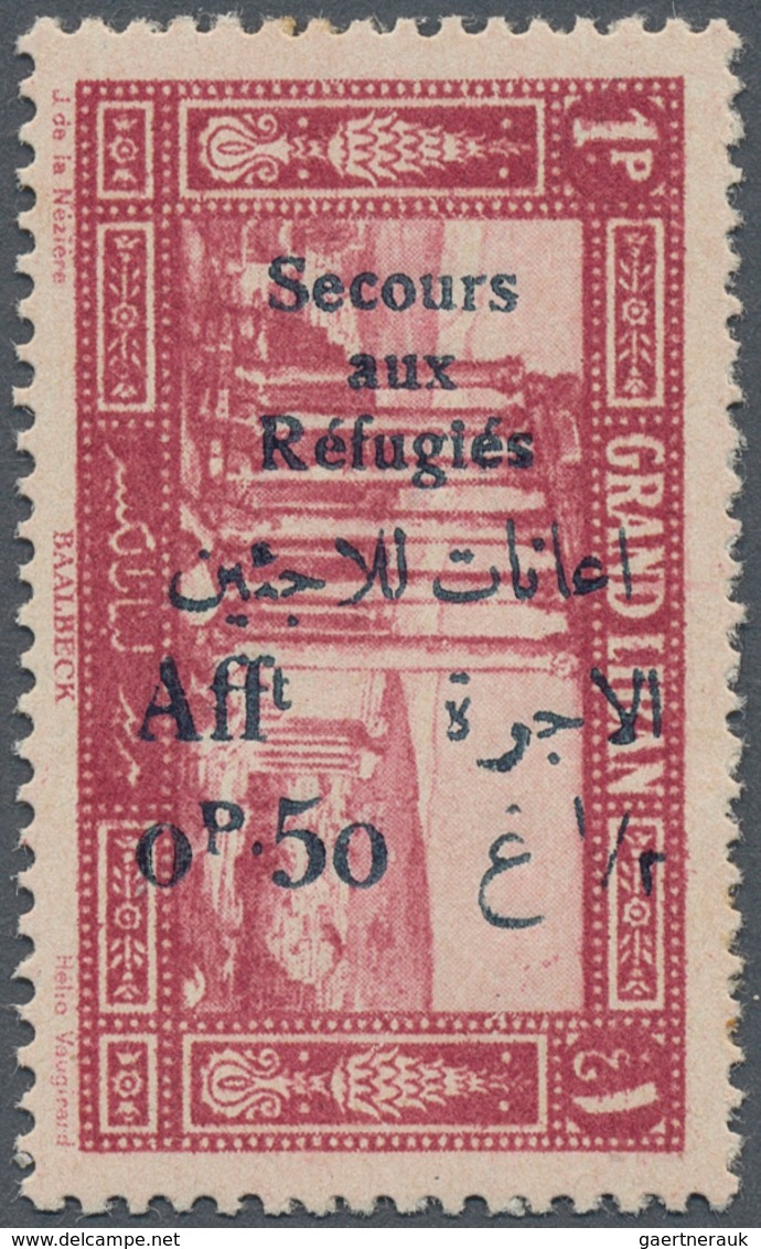 Libanon: 1926, War Refugee Relief, 1pi. + 0.50pi. Red, Vertical Blue Overprint (which Was Used For T - Libanon