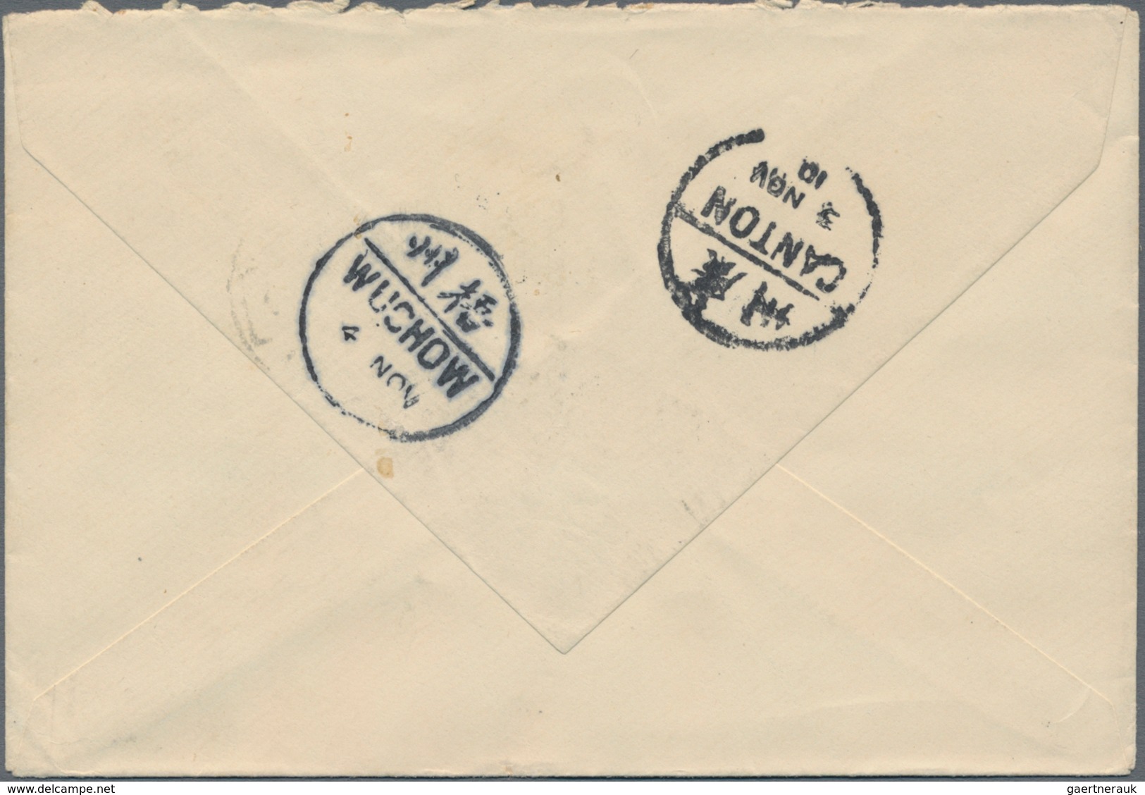 Macau: 1902/10, Bisects: 6 A./200 R. Bluish On Blue (pair) And 1 A. On Due Stamp Tied "MACAU 2-NOV 1 - Other & Unclassified