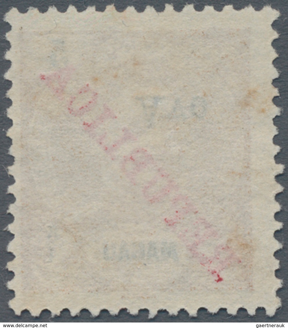 Macau: 1913, 1/2 A. On 5 A., Surcharge Inverted, Unused No Gum As Issued. - Sonstige & Ohne Zuordnung