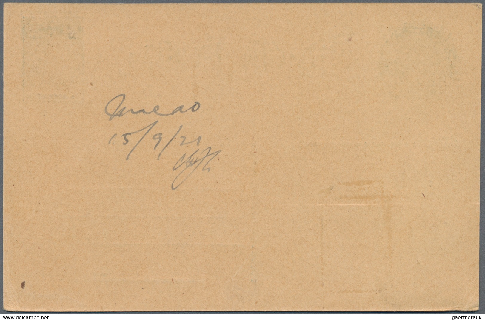 Macau: 1921, Stationery Card 2 A. Green Uprated 2 A. Gfeen Tied "MACAU 15-9-21" To Cardiff/Wales, UK - Other & Unclassified