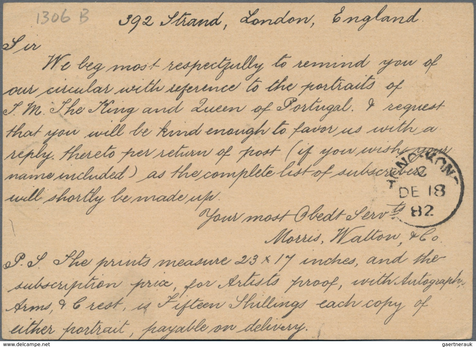 Macau - Besonderheiten: 1882, Incoming Mail, Crowned "MACAO DE 19 82" On Card UK QV 1d Uprated QV 1/ - Sonstige & Ohne Zuordnung