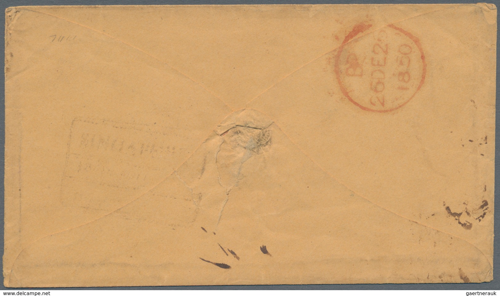 Malaiische Staaten - Straits Settlements: 1850 Stampless Cover From Singapore To Petersburg, Virgini - Straits Settlements