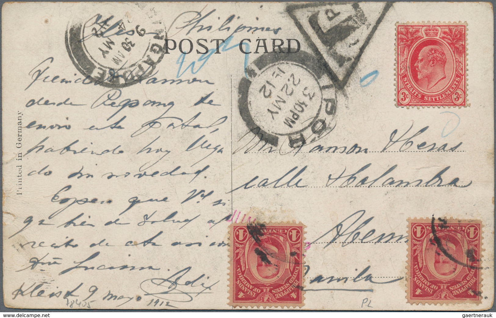 Malaiische Staaten - Straits Settlements: 1912, 3 C Red KEVII, Uncancelled, Invalid Usage As Single - Straits Settlements