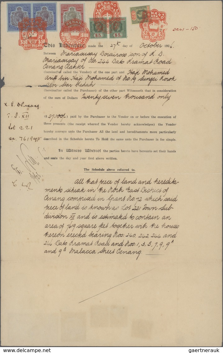 Malaiische Staaten - Straits Settlements: 1918/1934 Four Documents Bearing High Frankings And Used I - Straits Settlements