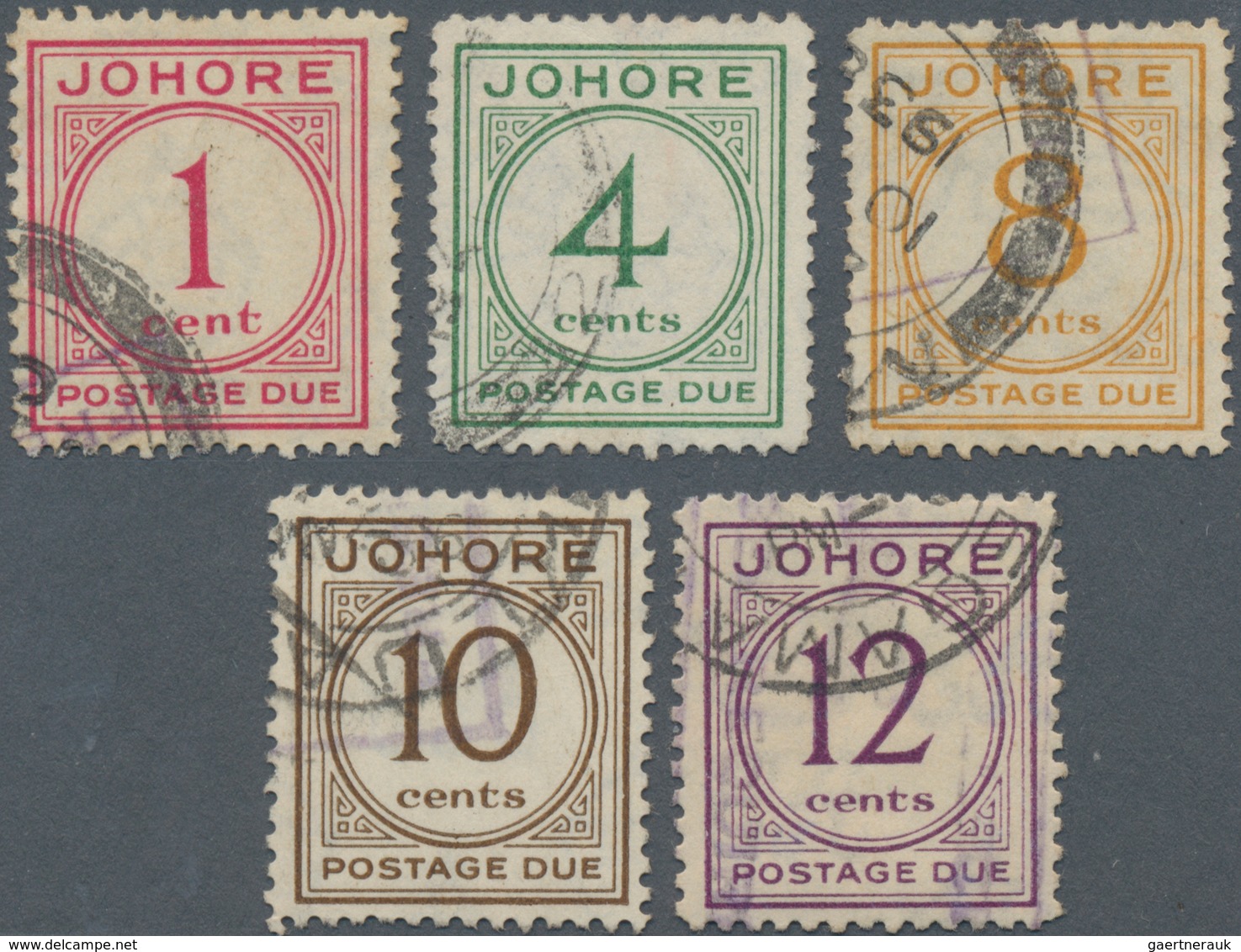 Malaiische Staaten - Johor-Portomarken: 1938 Postage Due Complete Set Of Five Used, 1c. And 10c. Wit - Johore