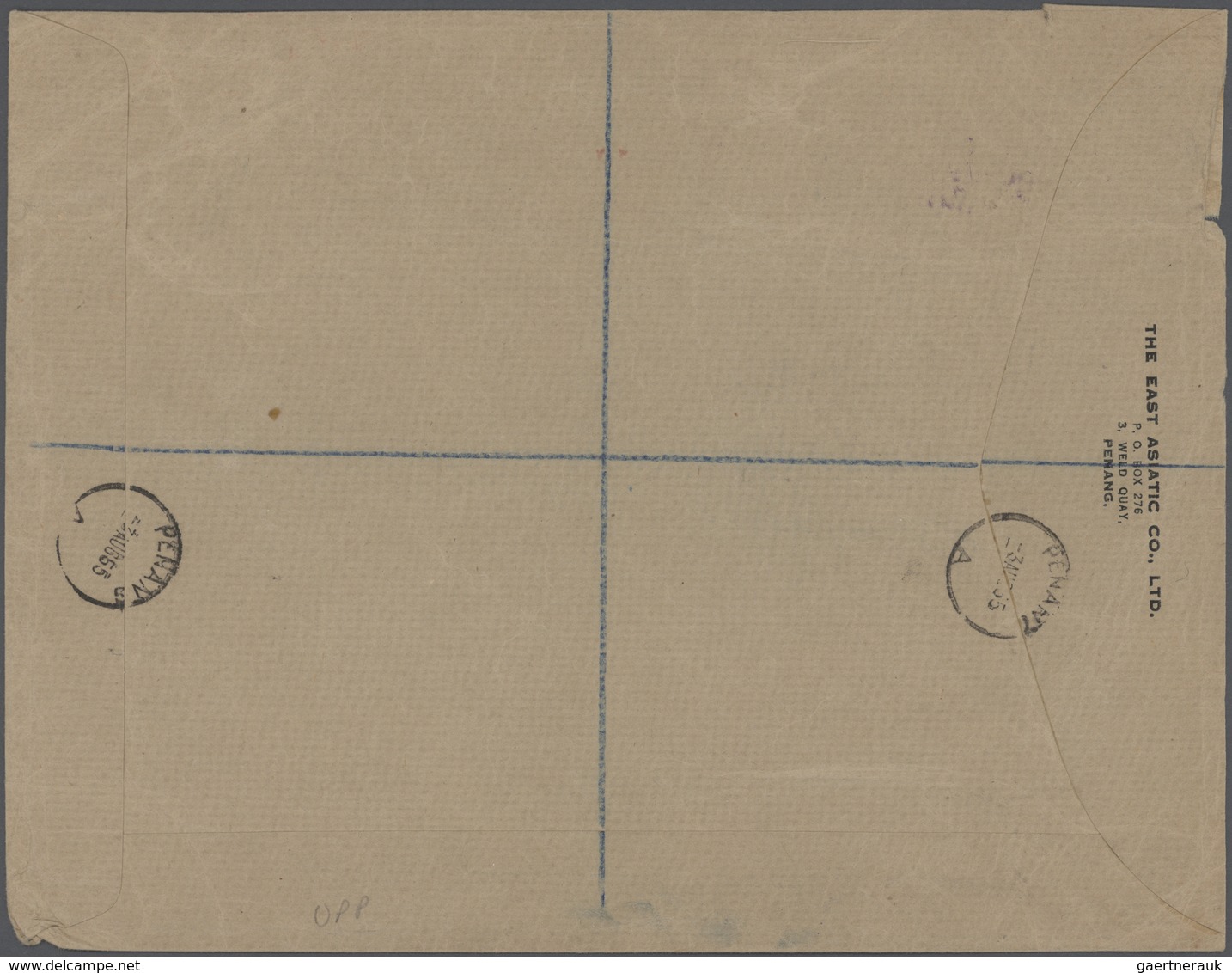 Malaiische Staaten - Kedah: 1950, $5 Sultan Tengku, A Vertical Pair Tied "PENANG 3 AU 55" To Registe - Kedah