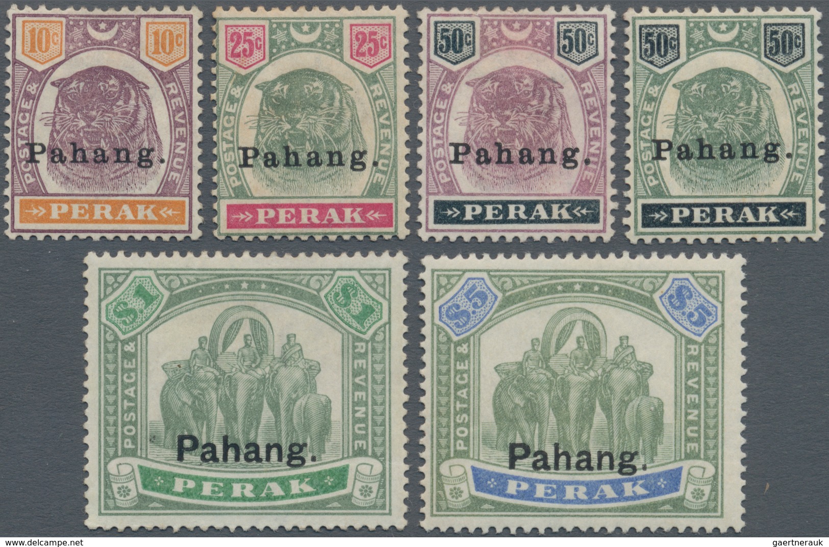 Malaiische Staaten - Pahang: 1898-99, PAHANG Set Of Six Values Up To $5 Green And Ultramarine, All M - Pahang