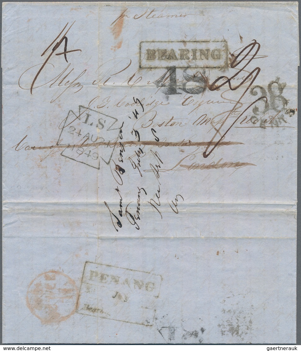 Malaiische Staaten - Penang: 1849, Stampless Folded Letter Addressed To Boston Written From Pinang D - Penang