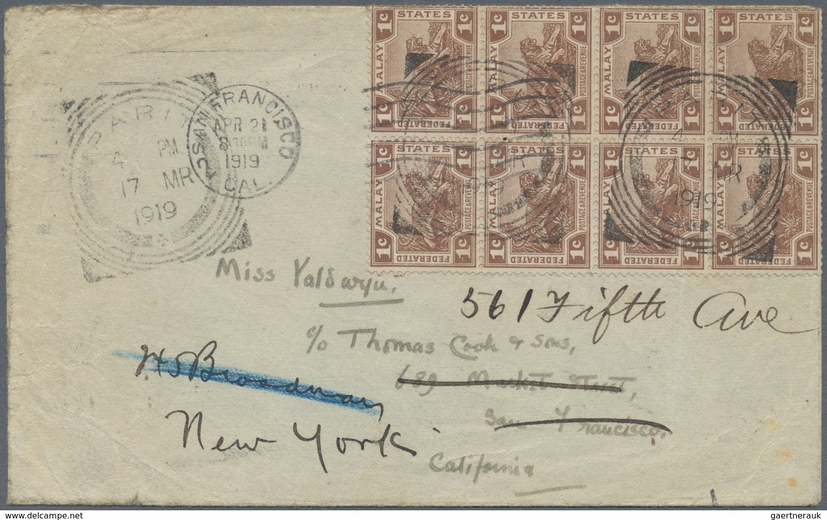 Malaiische Staaten - Perak: 1919 PARIT: Unrecorded Squared Datestamp "PARIT/4 PM/17 MR/1919" Used As - Perak