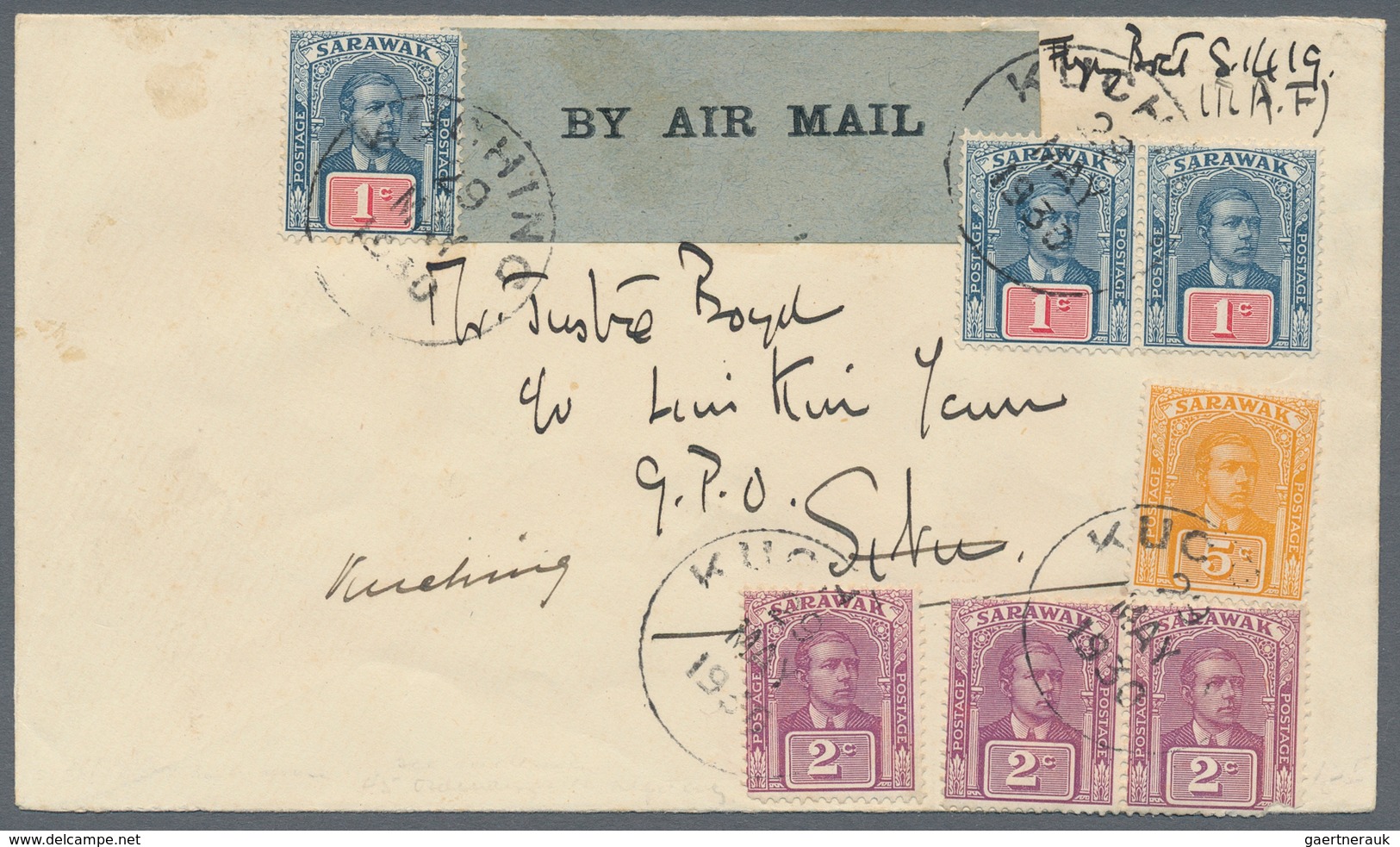 Malaiische Staaten - Sarawak: 1930, Each Three Stamps 1c Blue/carmine And 2c Lilac, 5c Yellow Mixed - Andere & Zonder Classificatie