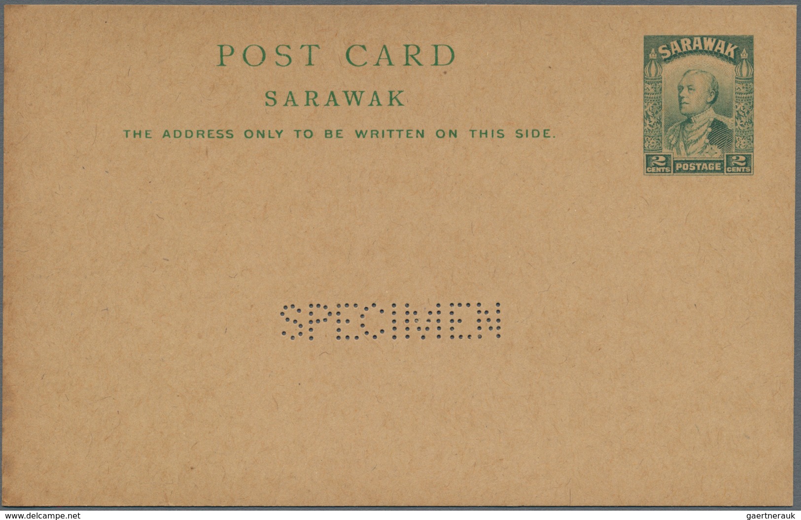 Malaiische Staaten - Sarawak: 1931-34 Four postal stationery cards 'Charles Vyner Brooke' 2c green,