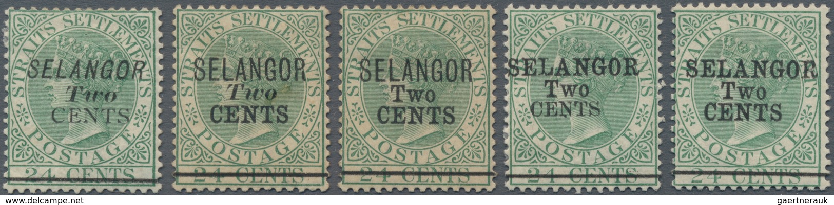 Malaiische Staaten - Selangor: 1891, "SELANGOR Two CENTS" Overprinted Complete Set Of Five Values, M - Selangor