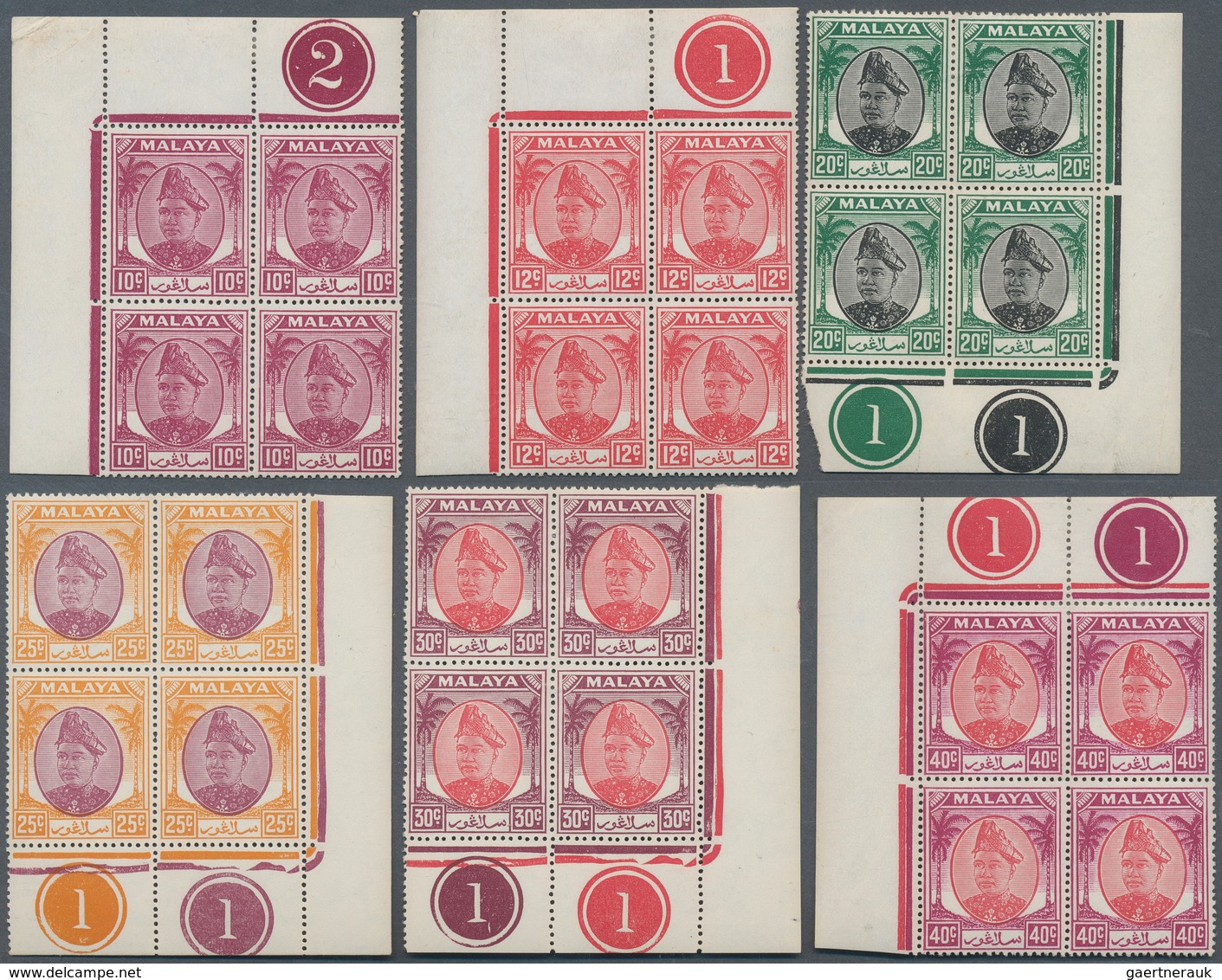 Malaiische Staaten - Selangor: 1949/1955, Definitives Sultan Hisamud-din Alam Shah 1c. - $1, Group O - Selangor