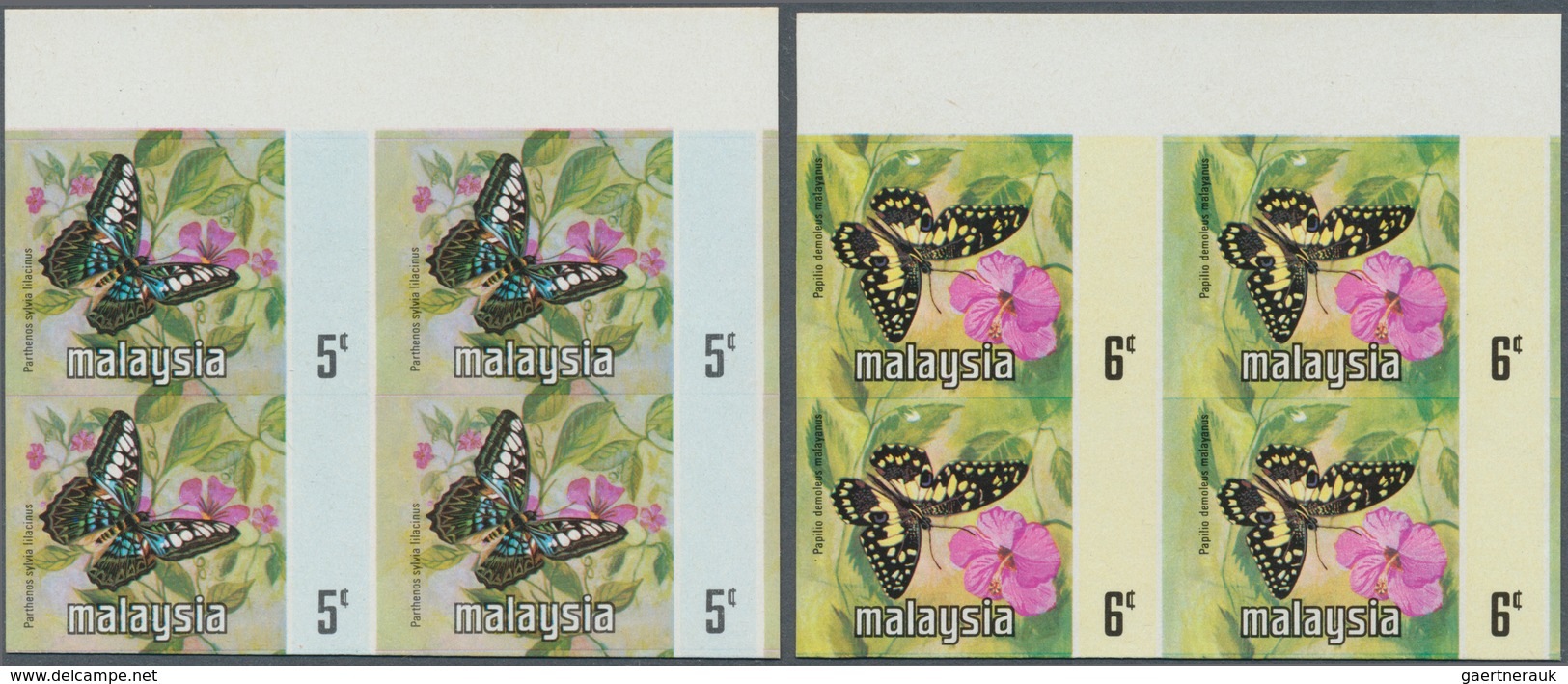 Malaysia: 1971, Butterflies Set Of Seven For The Different Malayan States With BLACK OMITTED (countr - Malaysia (1964-...)
