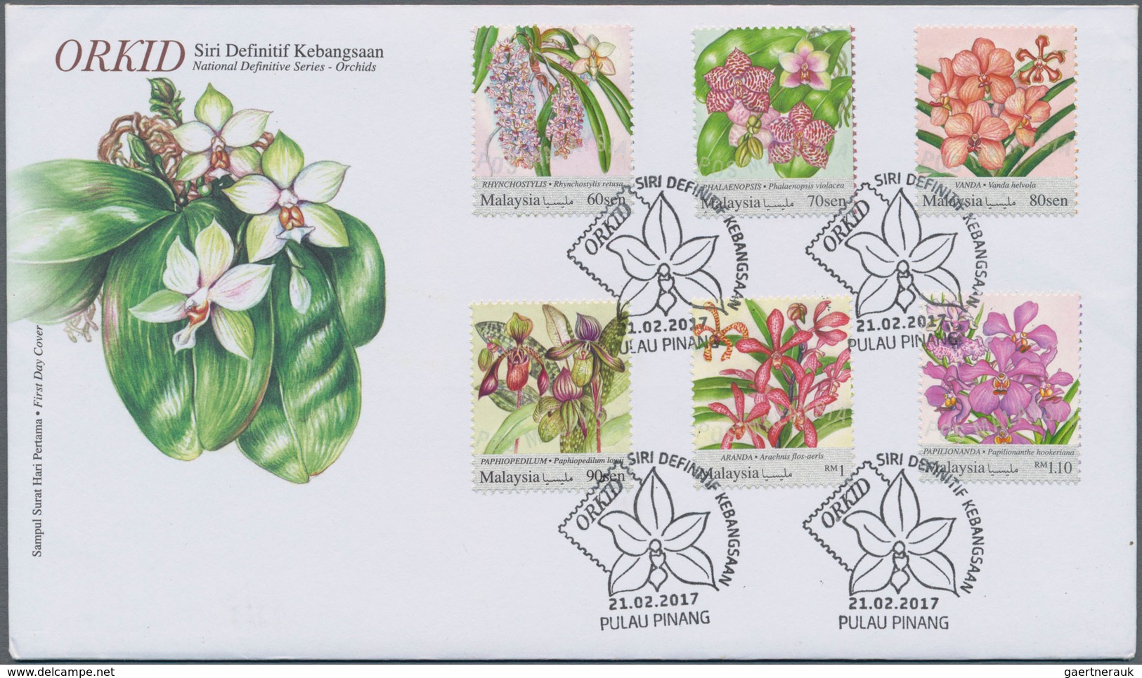 Malaysia: 2017 'Orchids': Set Of 20 "Specimen" Of The 80s. (Vanda Helvola) In Two Marginal Blocks Of - Malaysia (1964-...)