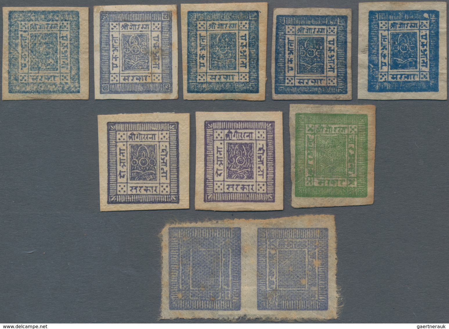 Nepal: 1881-1890's: Group Of 10 Unused Stamps Including 5x 1a., 2x 2a., 4a. And A Pair Of 1a. Pin-pe - Nepal