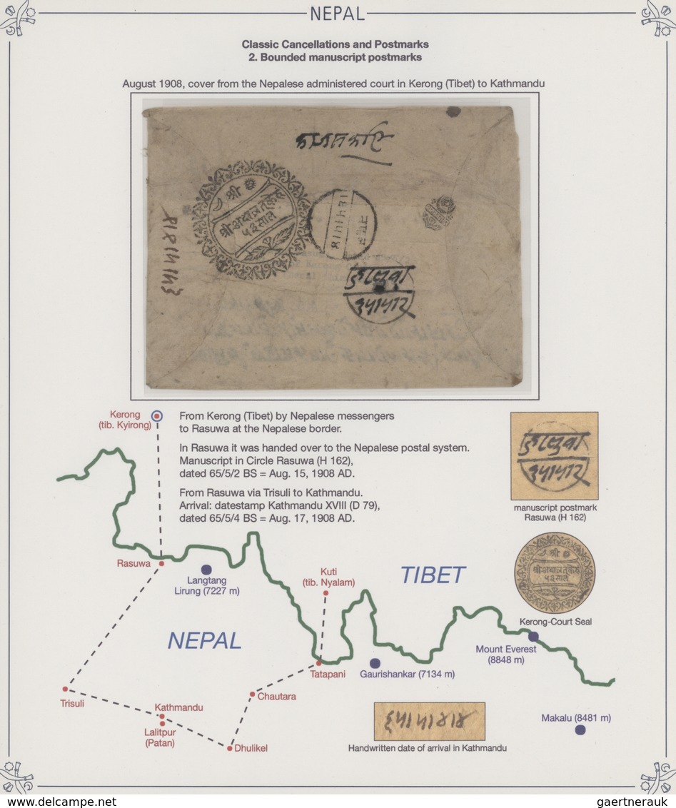 Nepal: 1908 Cover From The Nepalese Administered Court In Kerong (TIBET) To Kathmandu, With Kerong-C - Nepal