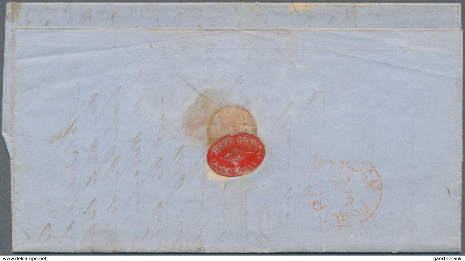 Niederländisch-Indien: 1821/1858, Group Of 3 Entire Letters From Batavia, Comprising Red Oval "BATAV - Nederlands-Indië