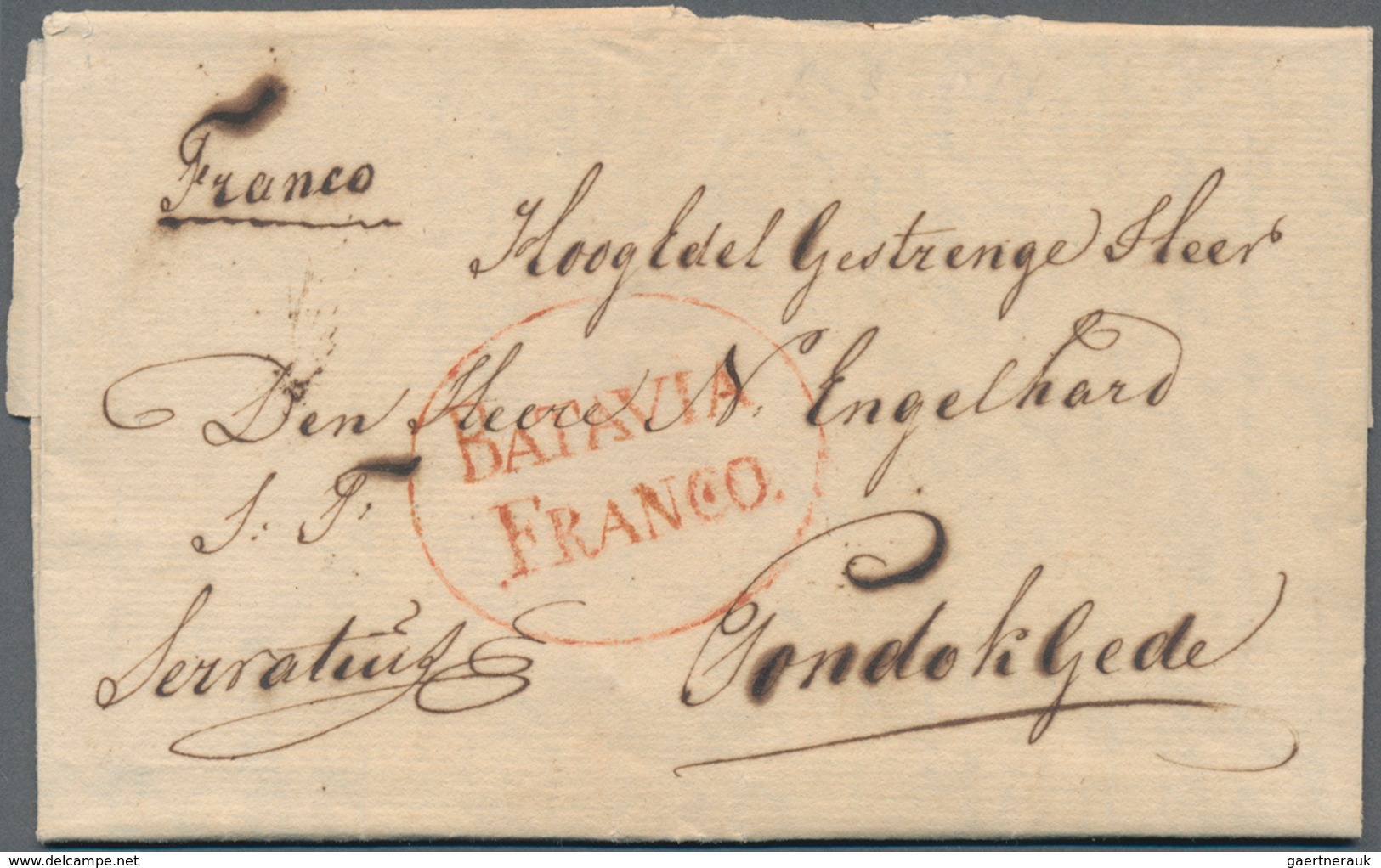 Niederländisch-Indien: 1821/1858, Group Of 3 Entire Letters From Batavia, Comprising Red Oval "BATAV - Nederlands-Indië