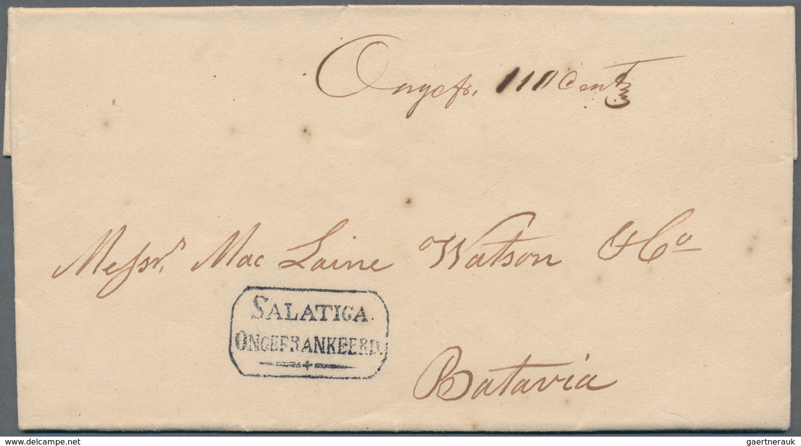 Niederländisch-Indien: 1831, Entire Letter With Boxed "SALATIGA ONGEFRANKEERD" Addressed To Batavia, - Nederlands-Indië