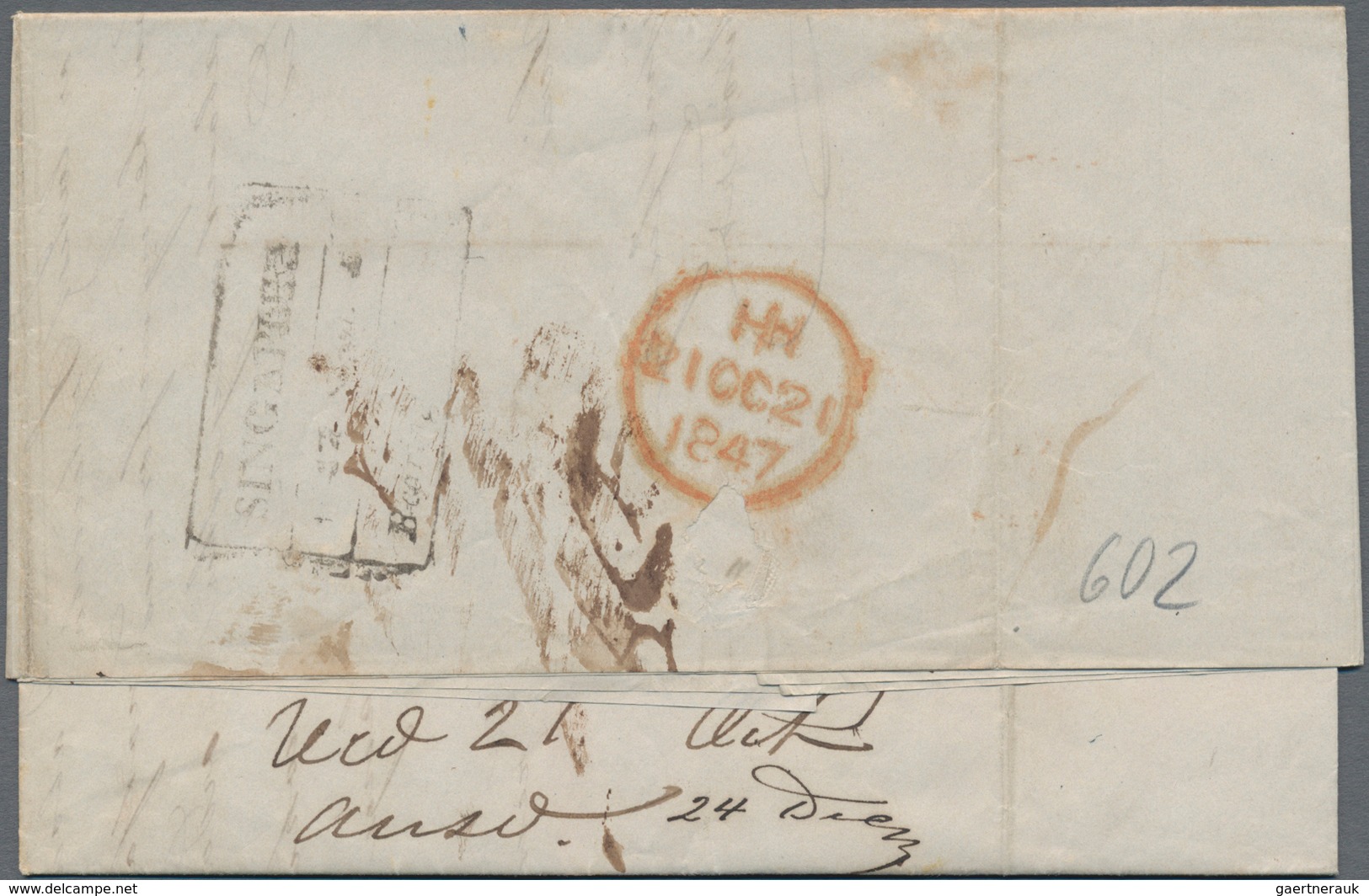 Niederländisch-Indien: 1847, Entire Folded Letter Dated "Batavia 28 Augustus 1847" To London, Endors - Netherlands Indies