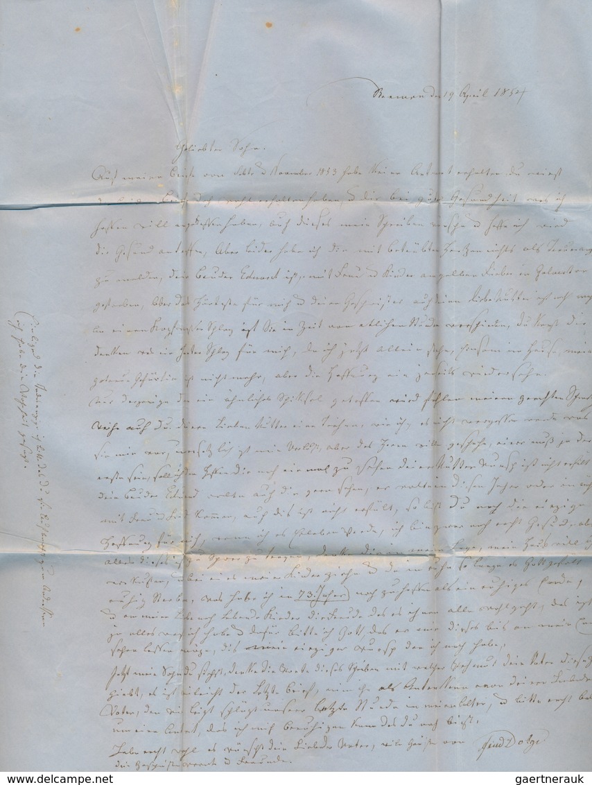 Niederländisch-Indien: 1854, Incomming Mail: Full Paid Fresh Stampless Folded Entire Letter With Tax - Niederländisch-Indien