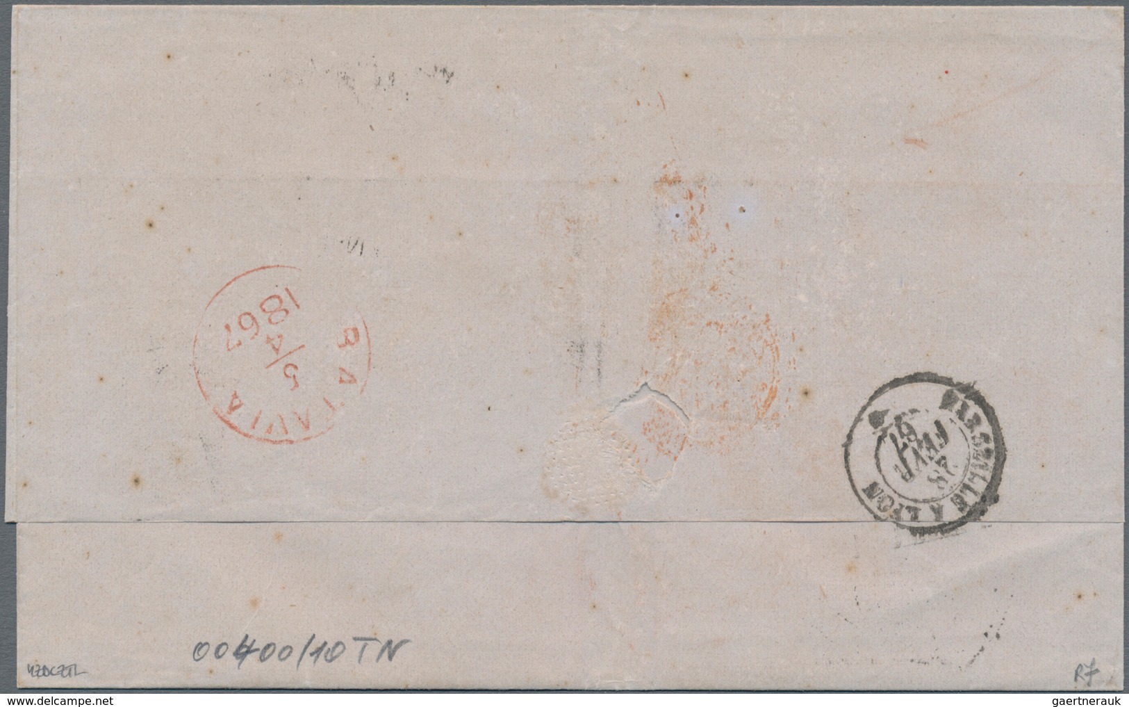 Niederländisch-Indien: 1857, Incomming Mail: Full Paid Fresh Stampless Folded Entire Letter Taxed "4 - Netherlands Indies