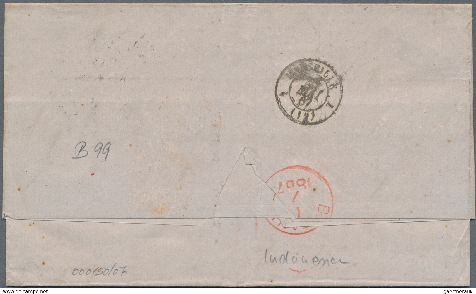 Niederländisch-Indien: 1857, Incomming Mail: Full Paid Fresh Stampless Folded Entire Letter Taxed "4 - Netherlands Indies