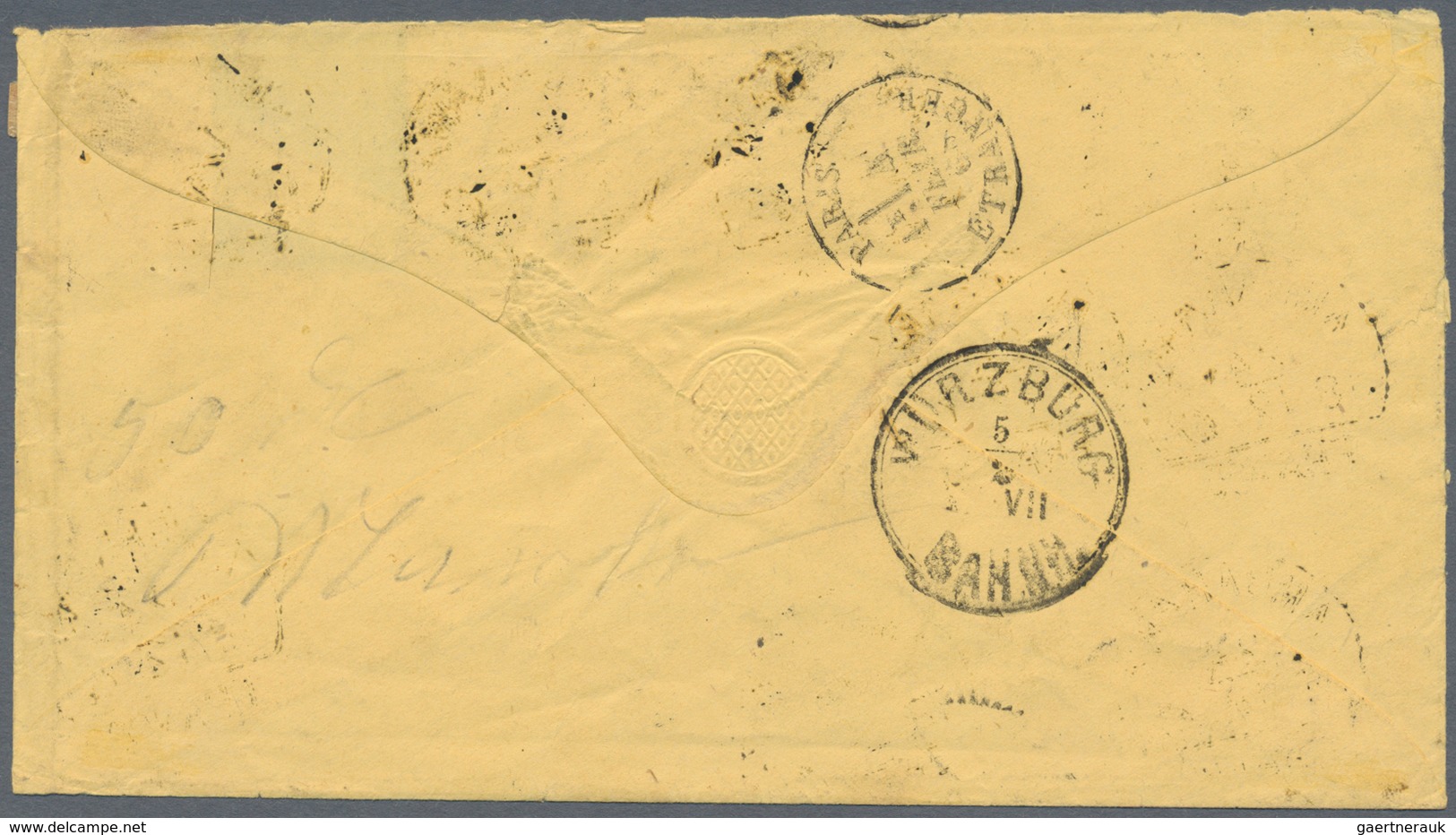 Niederländisch-Indien: 1864 KWIII. 10c. Strip Of Four Plus Two Singles Used On Cover From Ambarawa T - Indie Olandesi