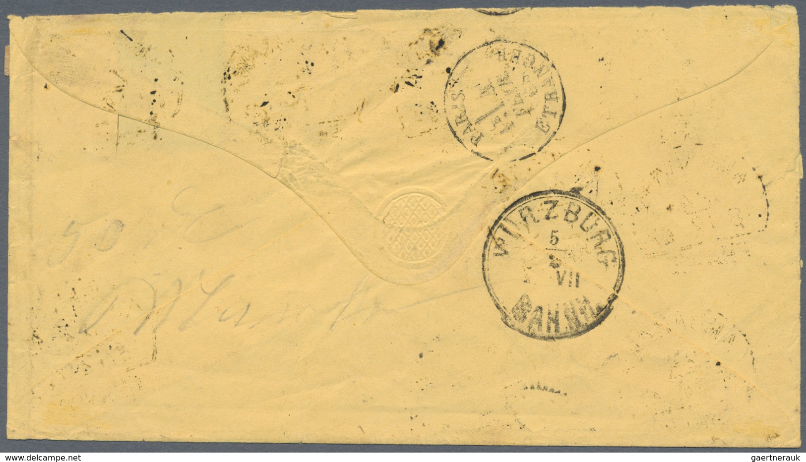 Niederländisch-Indien: 1864 KWIII. 10c. Strip Of Four Plus Two Singles Used On Cover From Ambarawa T - Netherlands Indies