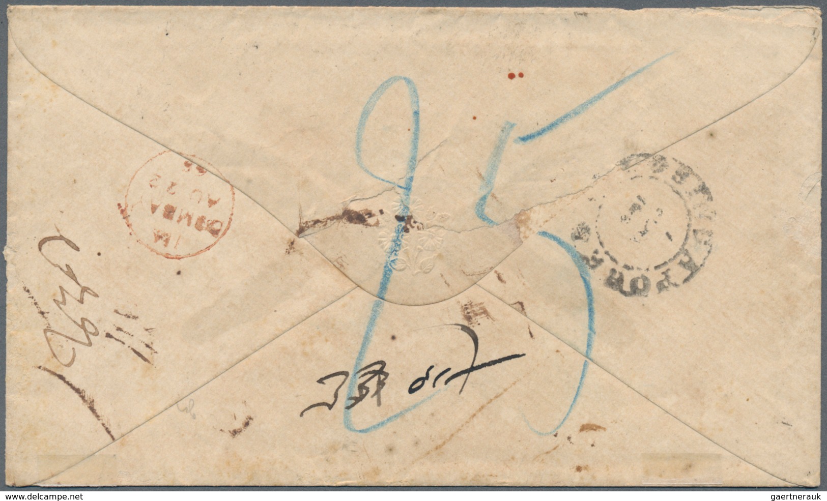 Niederländisch-Indien: 1865, Stampless Envelope From Batavia To Bombay In India, On The Frontside Bl - Niederländisch-Indien