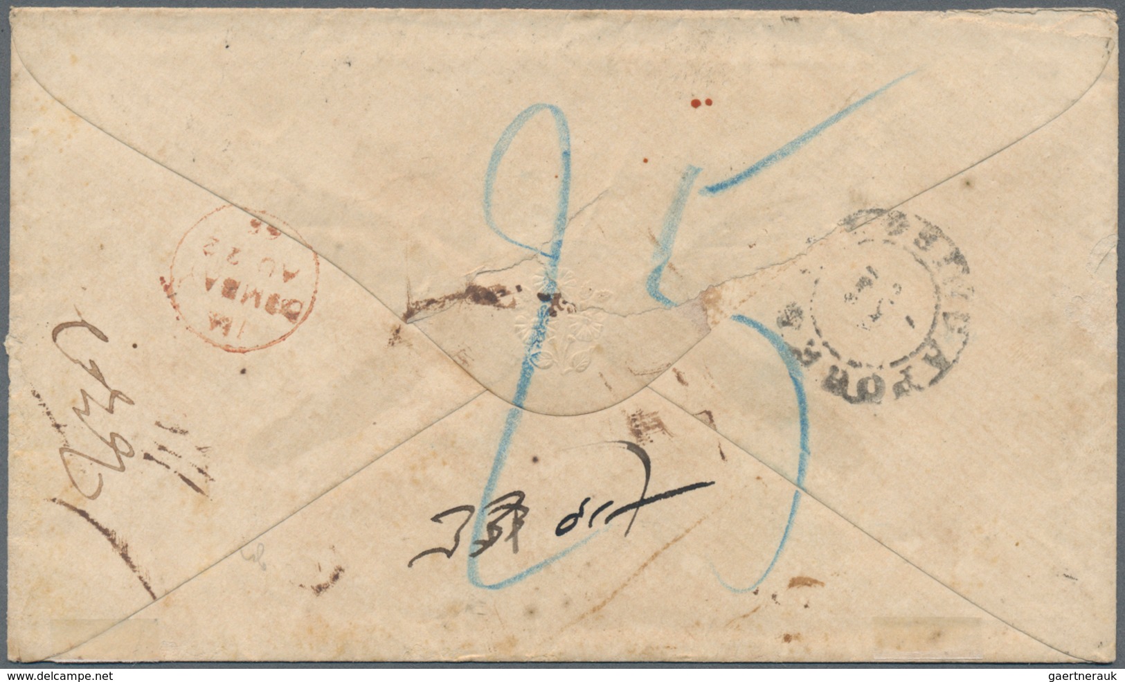 Niederländisch-Indien: 1865, Stampless Envelope From Batavia To Bombay In India, On The Frontside Bl - Netherlands Indies