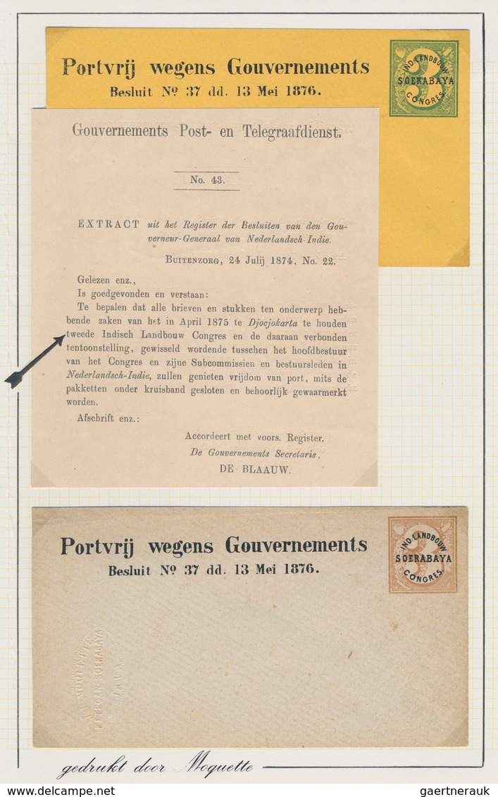 Niederländisch-Indien: 1874, Special Stationery For "Indisch Landbouw Congres" And Exhibition, Provi - Niederländisch-Indien